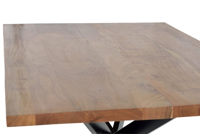 GINER Y COLOMER Table de salle à manger en bois d'acacia naturel et métal noir